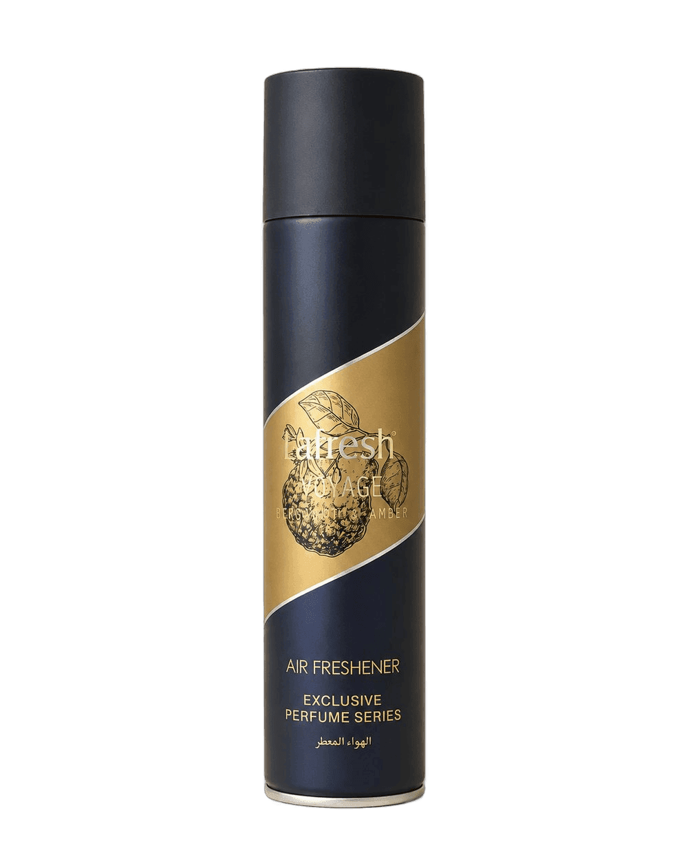 Lafresh Voyage air freshener spray can in Bergamot and Amber scent, exclusive perfume series